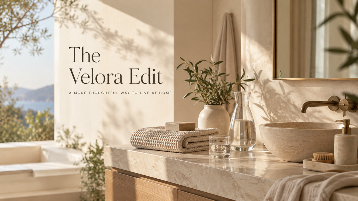 The Velora Edit, a warm sunlit home interior representing thoughtful living at home