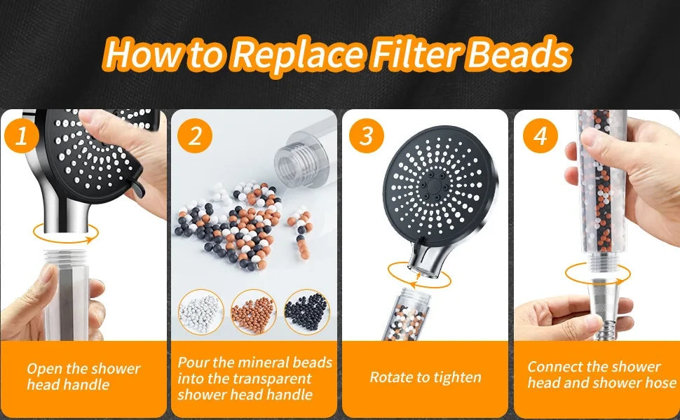 Velora Flow™ 5-Mode Filtered Shower Head