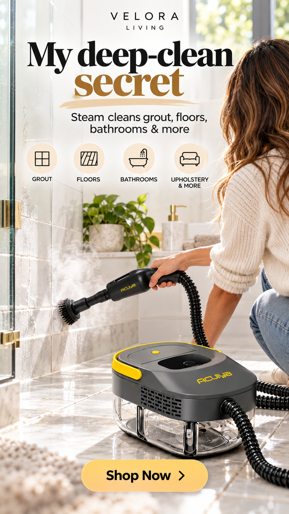 Velora Living steam cleaner for deep home cleaning