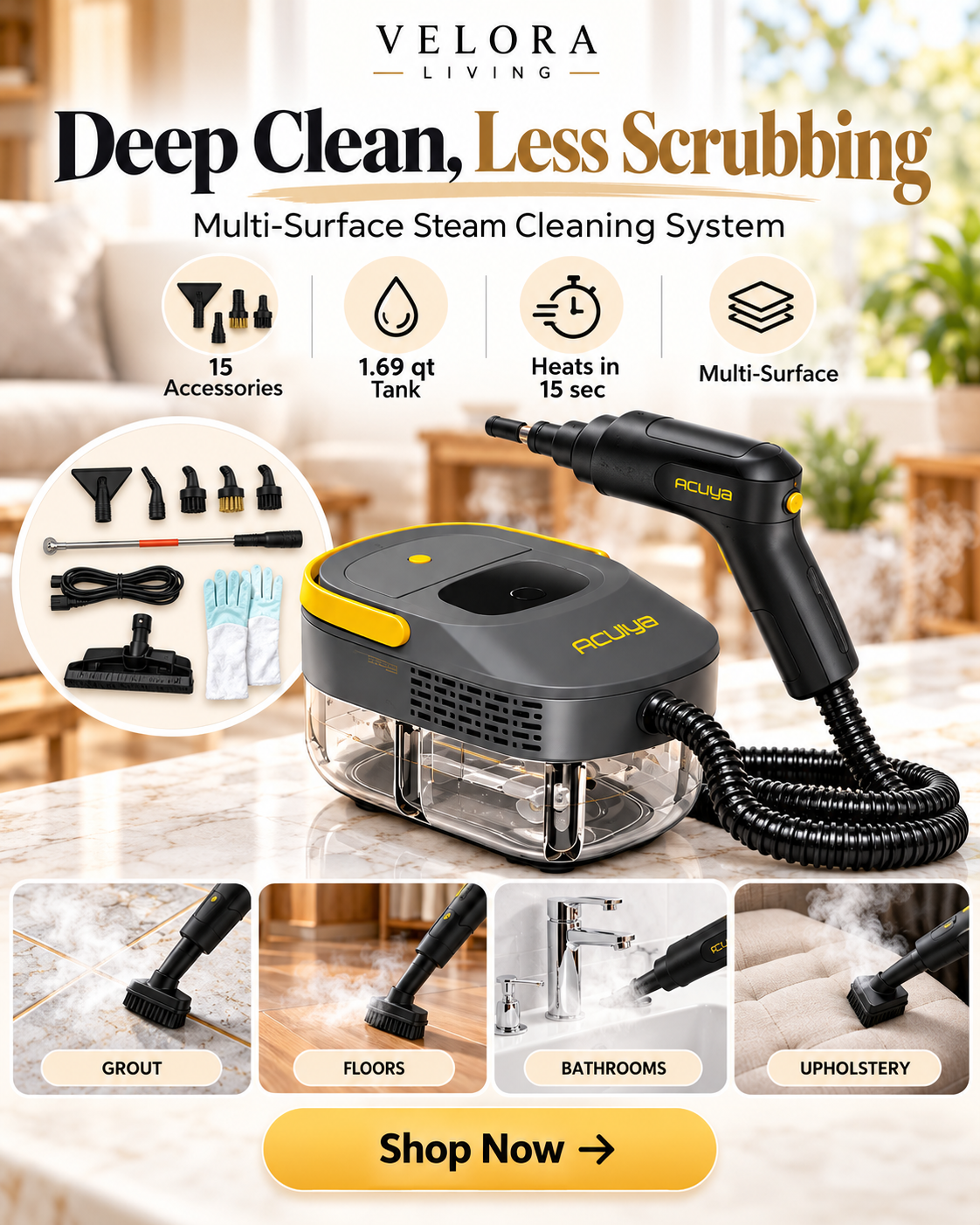 Velora Living multi-surface steam cleaner
